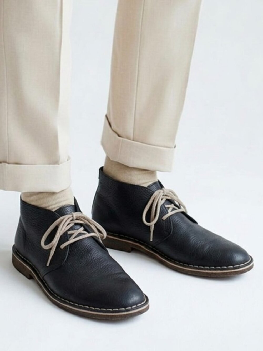SeaVees 12/67 3-Eye Chukka Black Thunder Tumbled Leather Mens Size 13 Minimalist